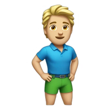 white climber with a blue shirt and green shorts. sticker