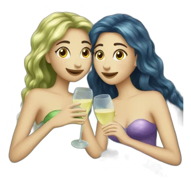 Two mermaids drinking champagne  sticker