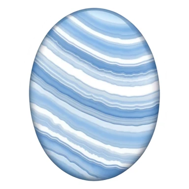 Oval blue lace agate with ethereal sky blue and white banded patterns resembling lace sticker