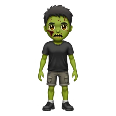 Emoji de zumbi masculino com a roupa preta e o fundo preto sticker