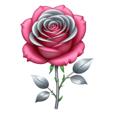 gray metal chrome rose, without green leaves, just flower sticker