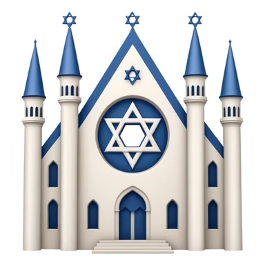 reform jewish synagogue similar to historical religious architecture in europe. the building should be white in color, feature gothic architectural elements and star of david as main symbol. no crosses, no christian symbols, no blue colors and no visual associations with israel. ios style. sticker