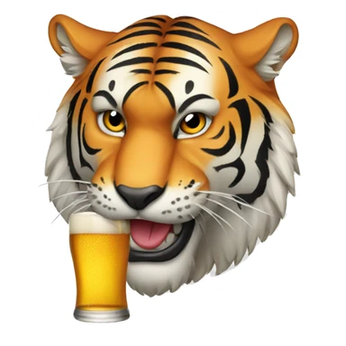 A tiger's head drinking beer sticker