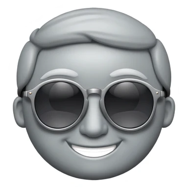 Round-headed cool smiling face wearing sunglasses, gray, retro, cool sticker