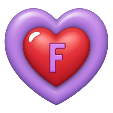 un corazon rojo CON LA LETRA F EN EL CENTRO DE COLOR LILA sticker