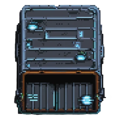 pixel art style docker container, simple and iconic sticker
