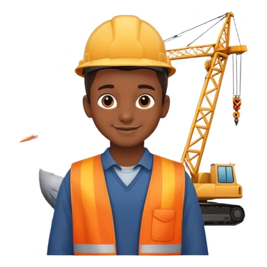smiling boy with crane in the background sticker
