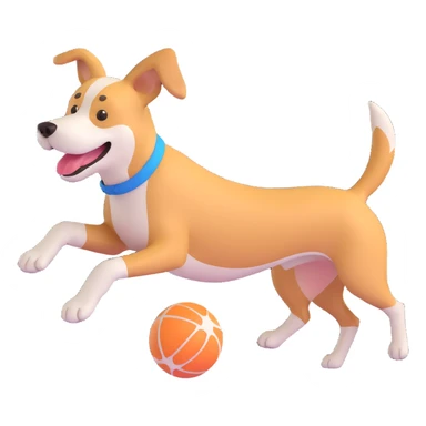 dog chasing ball in forrest, close up pose sticker