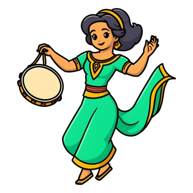 Esmeralda with tambourine dancing sticker