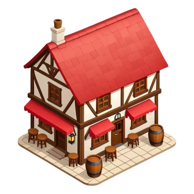 red realistic isometric tavern sticker