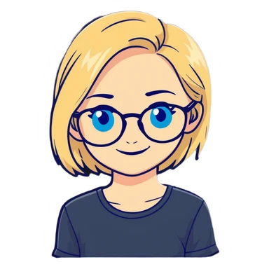 smiling blonde girl portrait blue eyes and glasses in love sticker