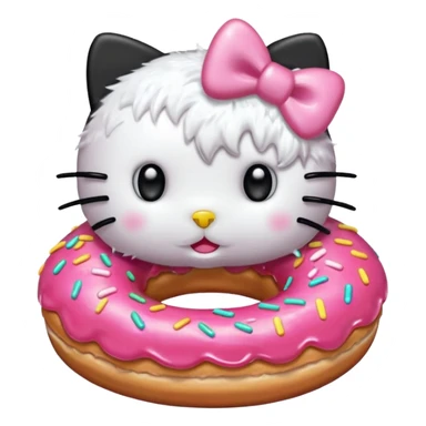 hello kitty taking a bite of a donut sticker