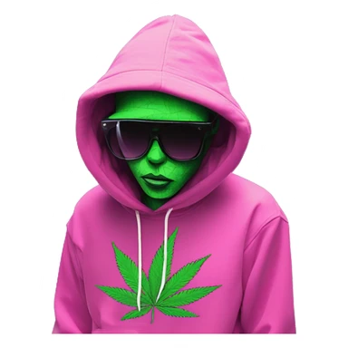 Hemp leaves Multicoloured neon person smoking wearing hoodie dancing hip hop bucket hat tropical Skater fashion aesthetic baggy clothes graphic t shirt 420 sticker