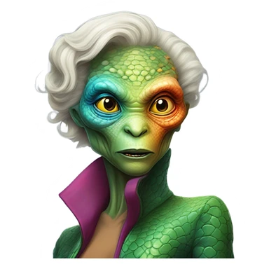 a Reptilian alien woman kissing  Donald Trump  sticker