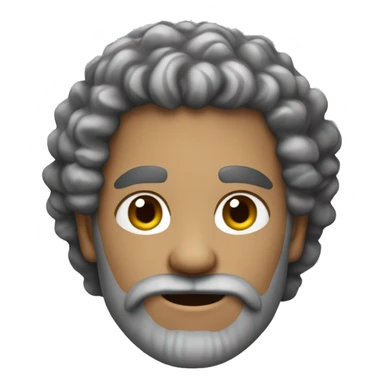 Man with curly salt and pepper hair and beard, with pale tanned skin sticker