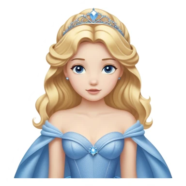 Cinematic Realistic Cute Cinderella Portrait, featuring fair, luminous skin with finely detailed texture and softly lit golden-blonde hair cascading in gentle waves. Her warm, inviting blue eyes sparkle with youthful charm and curiosity, while her classic, elegantly draped ball gown reveals meticulously rendered fabric details and natural folds. The overall composition is bathed in a gentle, realistic radiance that exudes both playfulness and heartfelt beauty. sticker