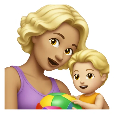 blonde women playing with blonde child with toys sticker