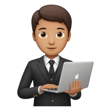 A DEVELOPER WITH A laptop, USING FORMAL CLOTHES sticker