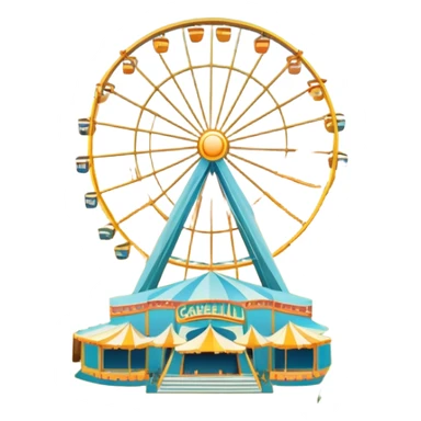 Coachella music festival with palm trees, ferris wheel, and concert stage in the desert sticker