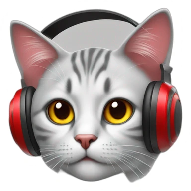 Dj cat with red headphones sticker