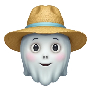 cute ghost farmer portrait, head and shoulders only, straw hat, round friendly face, soft pastel glow, harmless spirit vibe, 3D cartoon, mobile game icon style, clean background, no text, no watermark
 
 sticker