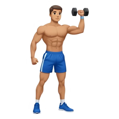 man with blue shorts doing dumbbell lateral-raise (T-pose) side-deltoid exercise sticker