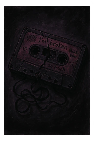 emo style broken cassette tape sticker