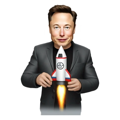 Elon musk holding a rocket sticker