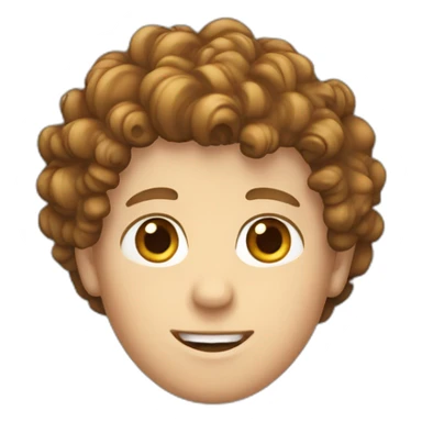 white boy with curly brown haired mullet with a corwn on his head sticker