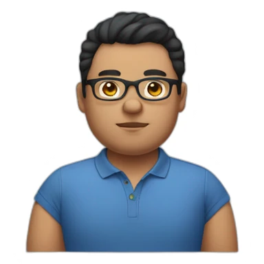 three-point head Black hair fatty Man with polo-shirt and glasses sticker