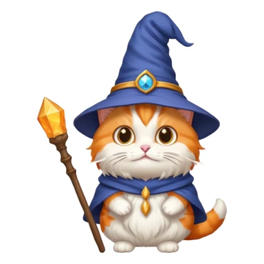 cat wearing a hat and holding a wand sticker