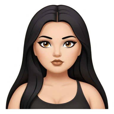 plus size, long straight hair, baddie,pretty, makeup, black eyeliner, long hair sticker