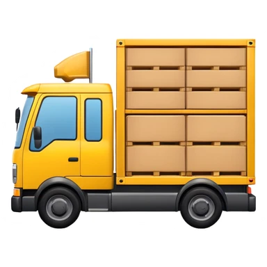 yellow logistic truck with pallets box sticker