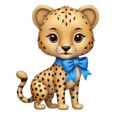 cute cheetah with blue bow standing sticker