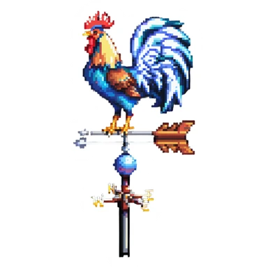 weathervane with rooster in pixel art style sticker