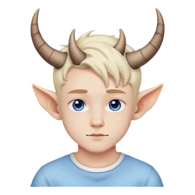 Aesthetic boy with horns and a blue background with white border  sticker