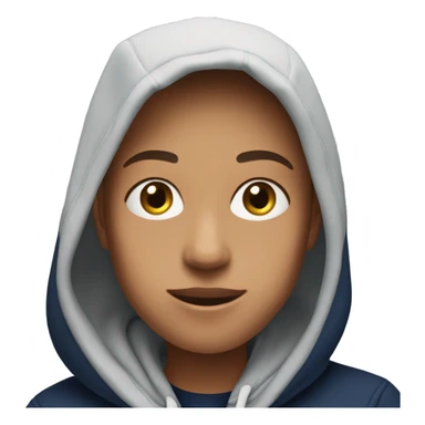 generate me a person wearing a navy blue hoodie which says GAP on it in big letters  sticker