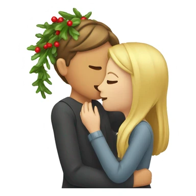 two women kissing under mistletoe sticker