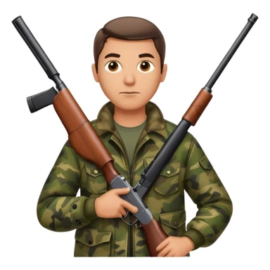 man hunter with a shotgun slung over shoulder, confident stance sticker