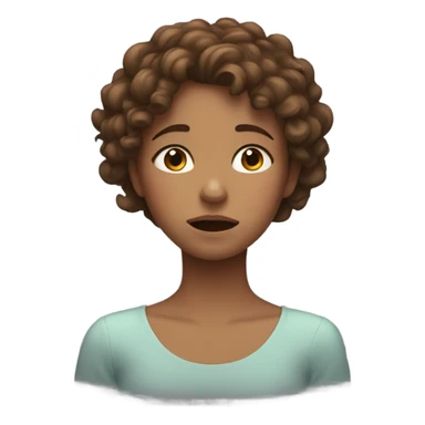 crying brown curly haired girl sticker