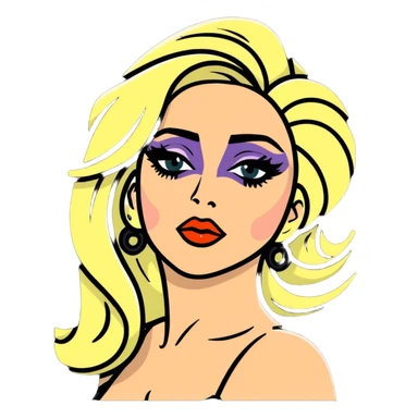 Lady Gaga with dramatic makeup and costume sticker