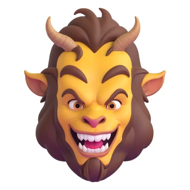 Beast from Beauty and the Beast halfway transformed back to human prince, part beast part human, with human mouth sticker