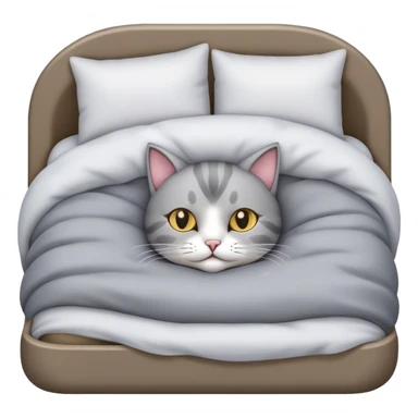 Cat tucked in bed sticker
