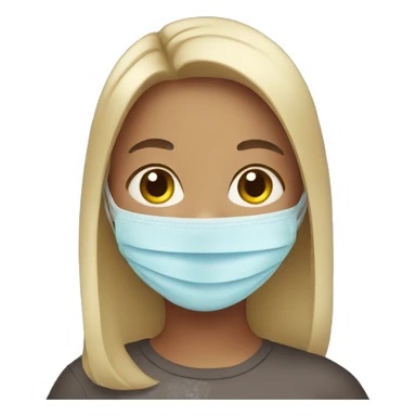 Girl with face mask sticker