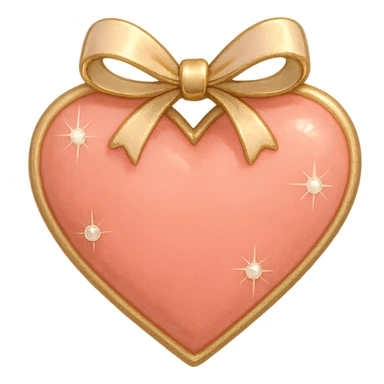 tiny red heart with a bow, pastel red enamel, sparkling gems, soft glowing effect sticker