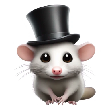 Opossum with a top hat sticker