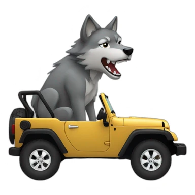 Wolf riding a Jeep JK sticker