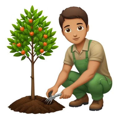 Man with one hand planting a tree sticker