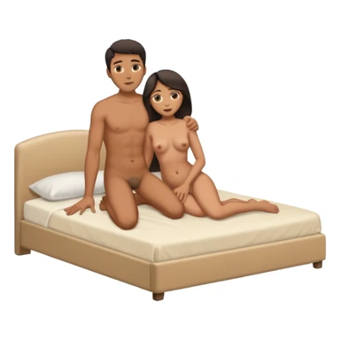 naked mixed man fucks naked woman. Botha of them are having sex on the bed. Action is showed in full height sticker