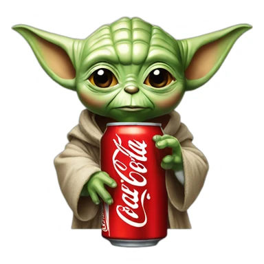 Yoda drinking a large coca cola sticker